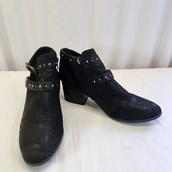Beartraps Black Ankle Booties Rockability Buckle Size 10M - Picture 5 of 9
